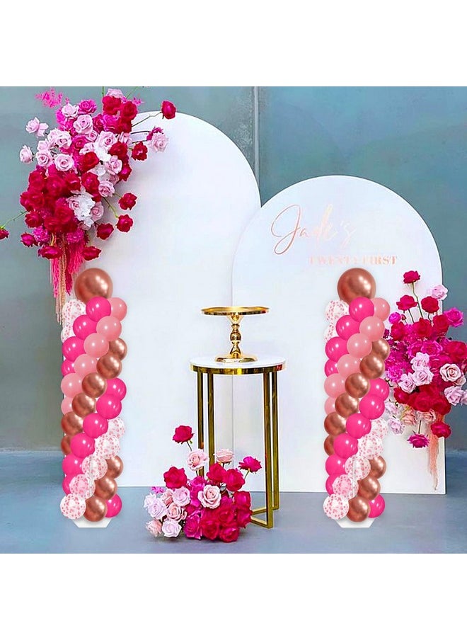 MLOLM - 2 Sets Balloon Column Stand Kit With 100 Balloons 6 Ft Adjustable Balloon Stands Kit For Floor Metallic Rose Red Balloon Arch Column For Wedding Bridal Shower Valentine'S Day Decorations - Image 1