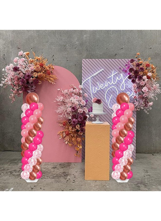 MLOLM - 2 Sets Balloon Column Stand Kit With 100 Balloons 6 Ft Adjustable Balloon Stands Kit For Floor Metallic Rose Red Balloon Arch Column For Wedding Bridal Shower Valentine'S Day Decorations - Image 1