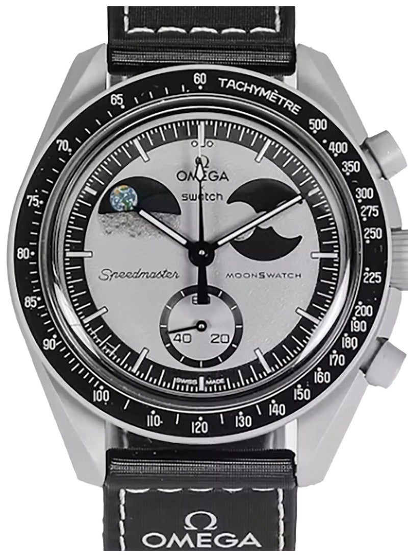 Swatch مون سواتش بيوسيراميك مهمة إلى الأرض فيز SO33M700 - 42 مم - رمادي/أسود - Image 1