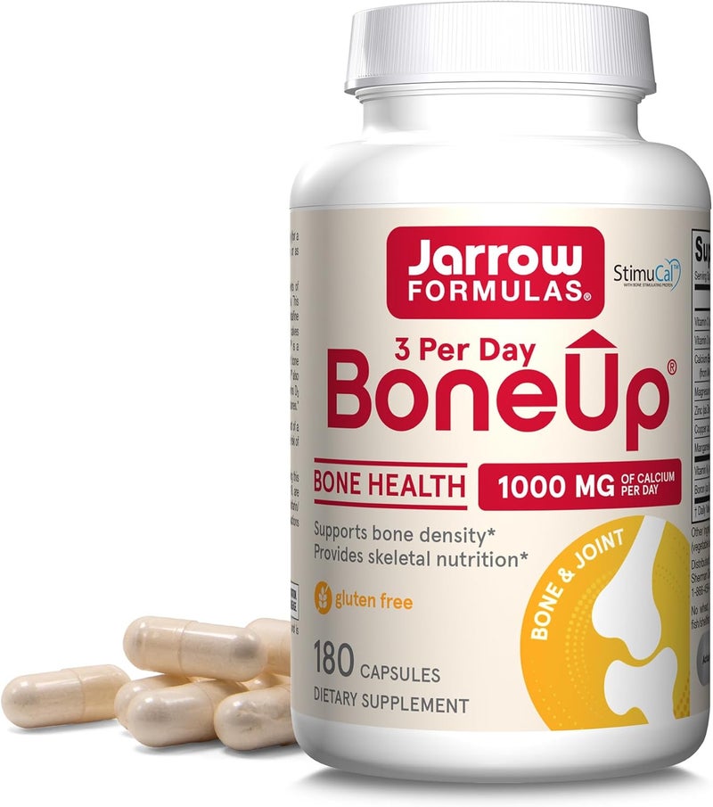 Jarrow Formulas BoneUp Three Per Day for Bone Density and Skeletal Nutrition Includes Vitamin D3 K2 as MK7 and Calcium 180 Capsules 60 Day Supply - Image 1