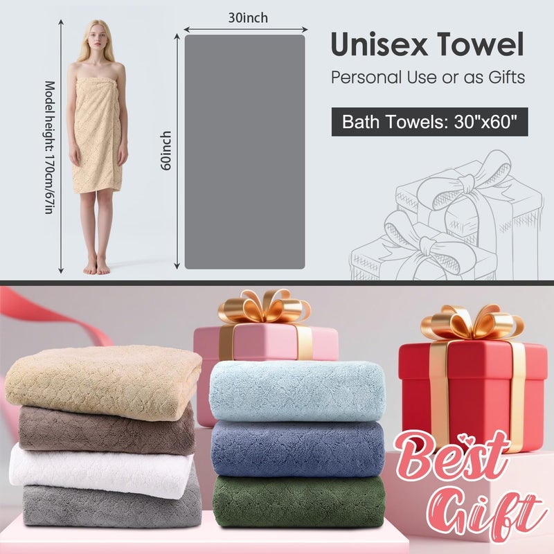 JML Bath Towels, Pack of 4, 30"x60", Large Microfiber Towel Set, Ultra Soft, Super Absorbent, Fast Drying, Perfect for Sauna, Shower, Pool, Sport, Travel, Fitness, SPA,Yoga, Coral Fleece - Camel - Image 2