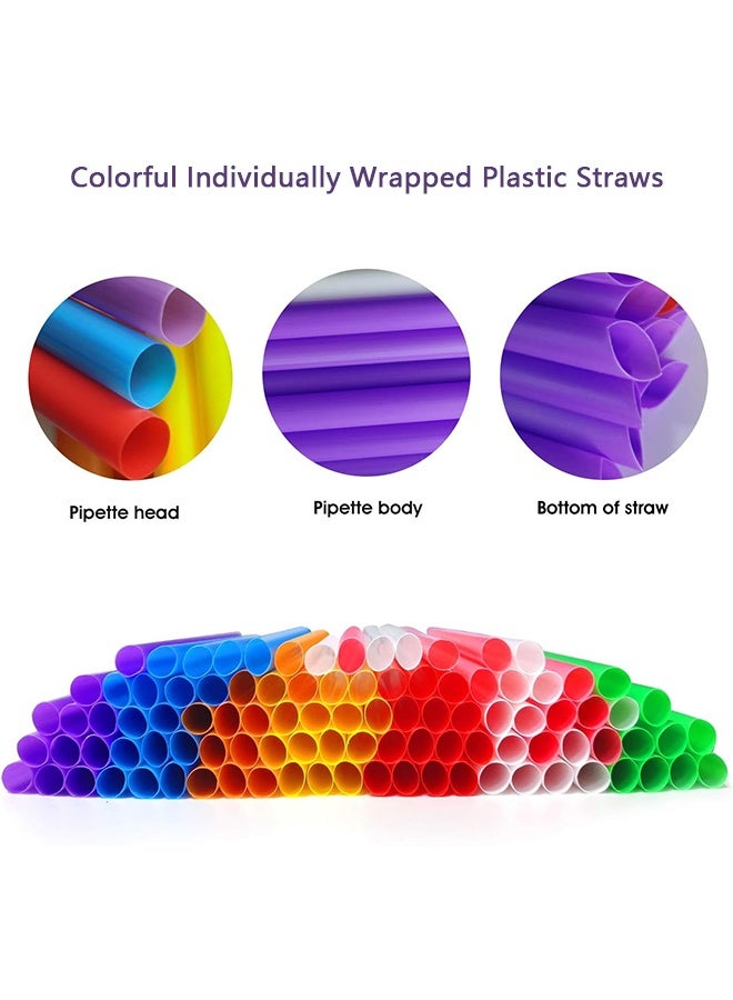 YJ Individually wrapped straws, 100 packs of 9.45" long extra-wide smoothies 0.43" assorted vibrant colorful disposable boba bubble tea, milkshake smoothie straws - Image 4