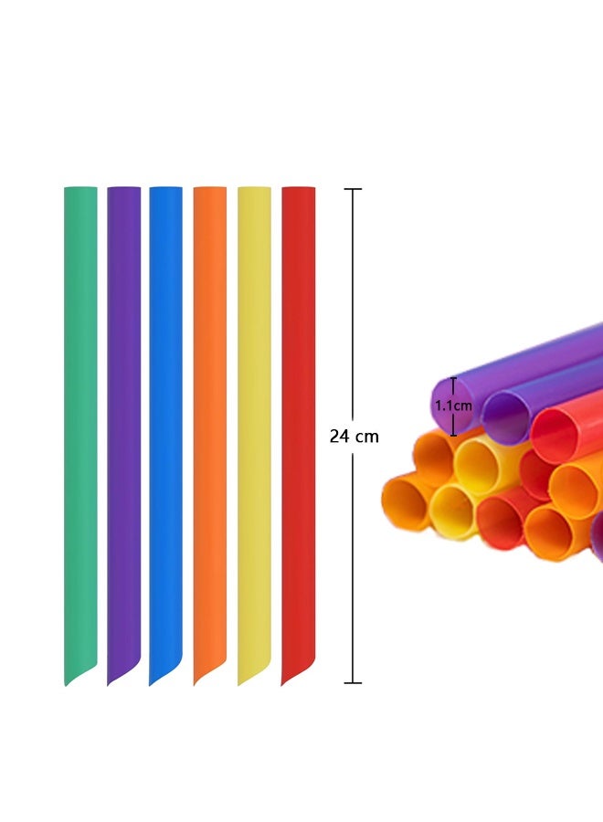 YJ Individually wrapped straws, 100 packs of 9.45" long extra-wide smoothies 0.43" assorted vibrant colorful disposable boba bubble tea, milkshake smoothie straws - Image 2