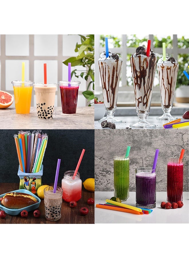 YJ Individually wrapped straws, 100 packs of 9.45" long extra-wide smoothies 0.43" assorted vibrant colorful disposable boba bubble tea, milkshake smoothie straws - Image 5