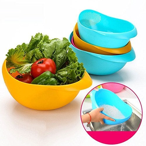 Nexellar Rice Bowl Strainer- Multipurpose Washing Bowl for Rice Vegetable & Fruits for Kitchen, Perfect Size Fruit Bowl Basket and Strainer (Multicolor, Pack of 1) - Image 3