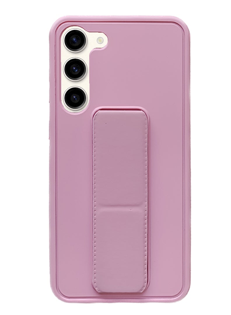 Theodor Fully Covered With Finger Grip Stand Holder Anti Slip Shockproof Silicone Protective Case Cover For Samsung S23 Plus Pink - Image 1