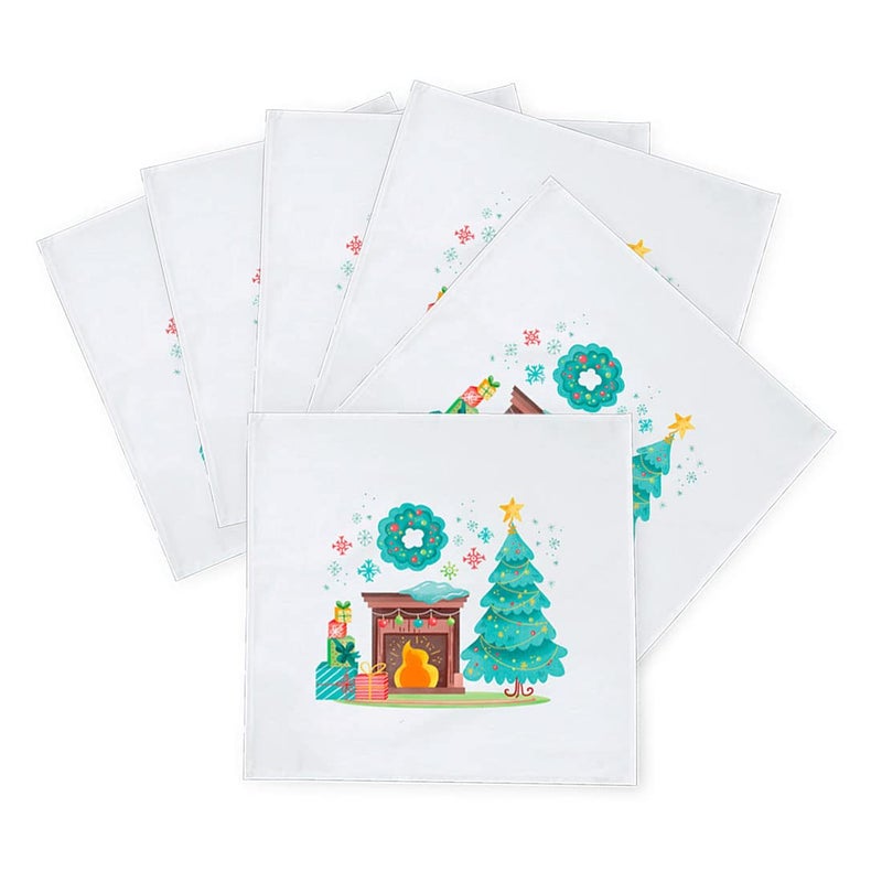 Khakee 6 Pcs Christmas Theme Silk Table Napkins 10x 10 for Xmas Decoration Christmas OrnamentsChristmas Giftxmas21631 - Image 2