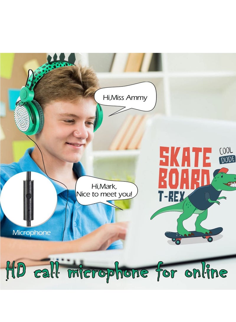 SYOSI SYOSI Kids Headphones, Dinosaur Wireless Childrens Headphones, Bluetooth Toddler Headphones Over-ear with Mic for Pc IPad Study Travel Birthday Gifts - Image 3