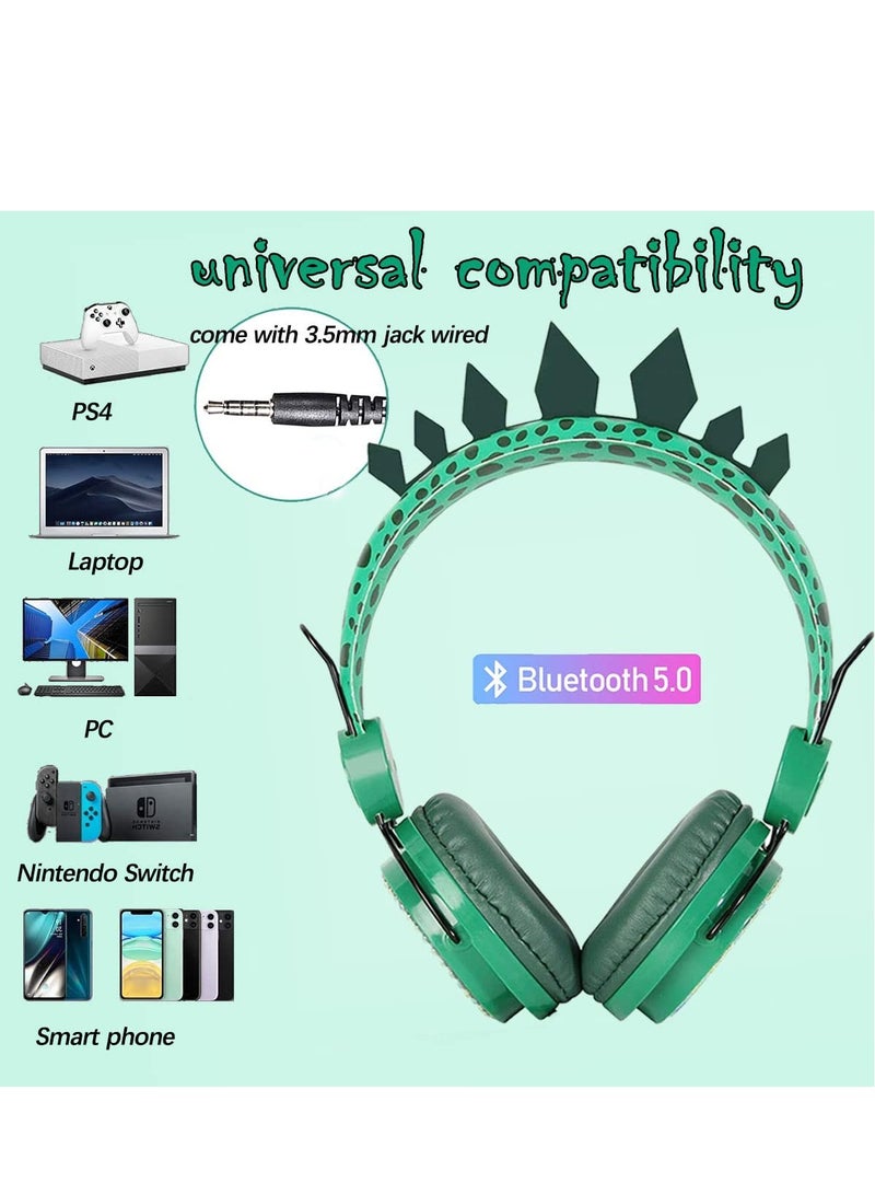 SYOSI SYOSI Kids Headphones, Dinosaur Wireless Childrens Headphones, Bluetooth Toddler Headphones Over-ear with Mic for Pc IPad Study Travel Birthday Gifts - Image 4