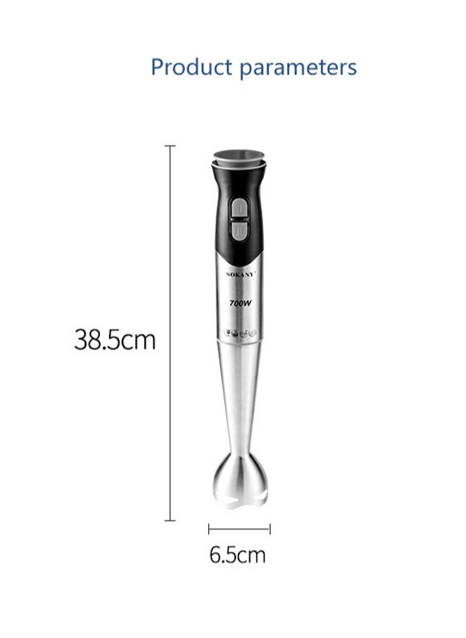 sokany Hand Blender with 2 Speeds, Manual Multi-purpose Stainless Steel Stick Food Processor, Ergonomic Handle with Chopper, 700w Stainless Steel Blender, Sk-748 (Black, Silver)  - Image 2