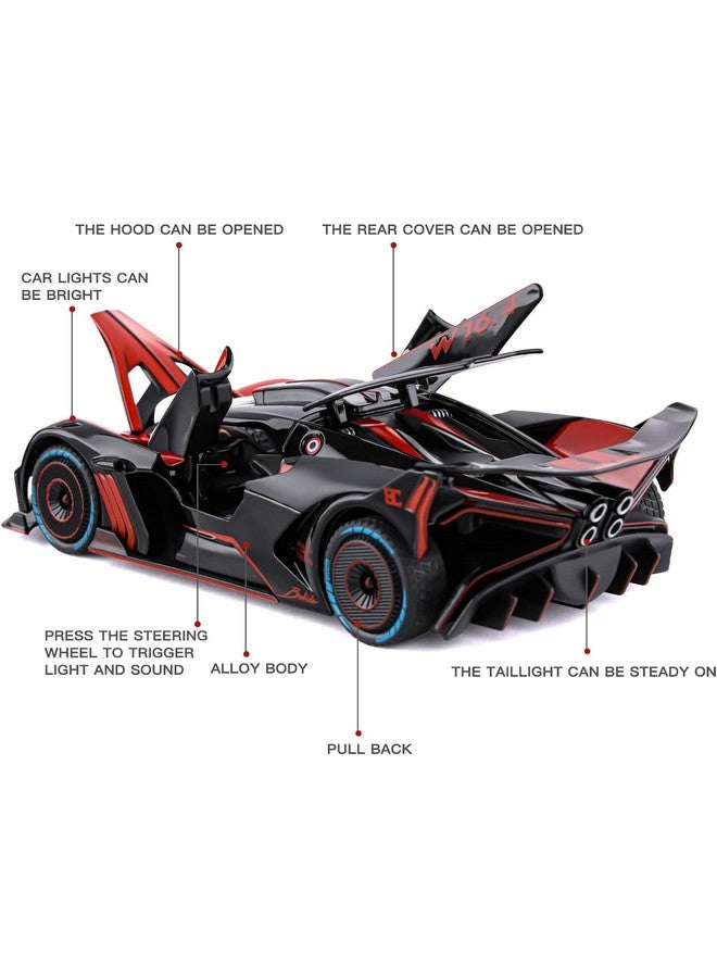 Magicwand 1:24 Scale Die-Cast Bugattti Bolide【Colors As Per Stock】【Large】 with 4 Openable Doors,Pull Back Action,Lights,Music & Working Horn & Smoke【Pack of 1】 - Image 3