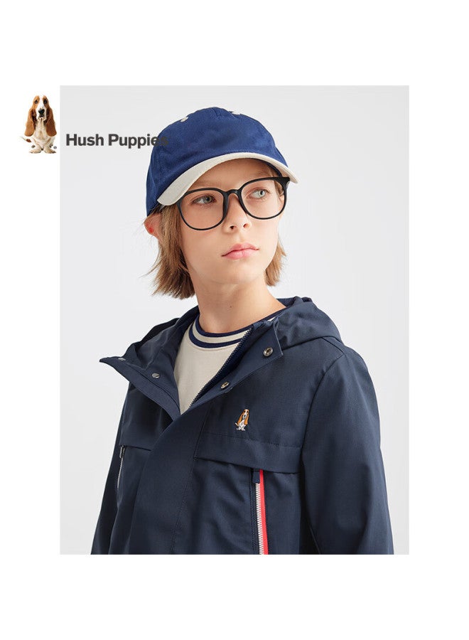 Hush Puppies Hush Puppies Boys' Triple-protection Jacket, Spring 2025 New Children's Outdoor Hooded Windbreaker, Navy Blue, Size 130  - Image 4