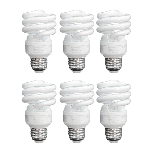 Xtricity Compact Fluorescent Light Bulbs T2 Spiral, E26 Base, 13W (60W Equivalent), 2700k Soft White, 900 Lumens, CFL, 120V - UL Listed, (6 Pack) - Image 1