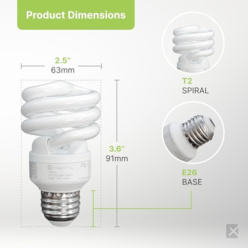 Xtricity Compact Fluorescent Light Bulbs T2 Spiral, E26 Base, 13W (60W Equivalent), 2700k Soft White, 900 Lumens, CFL, 120V - UL Listed, (6 Pack) - Image 5