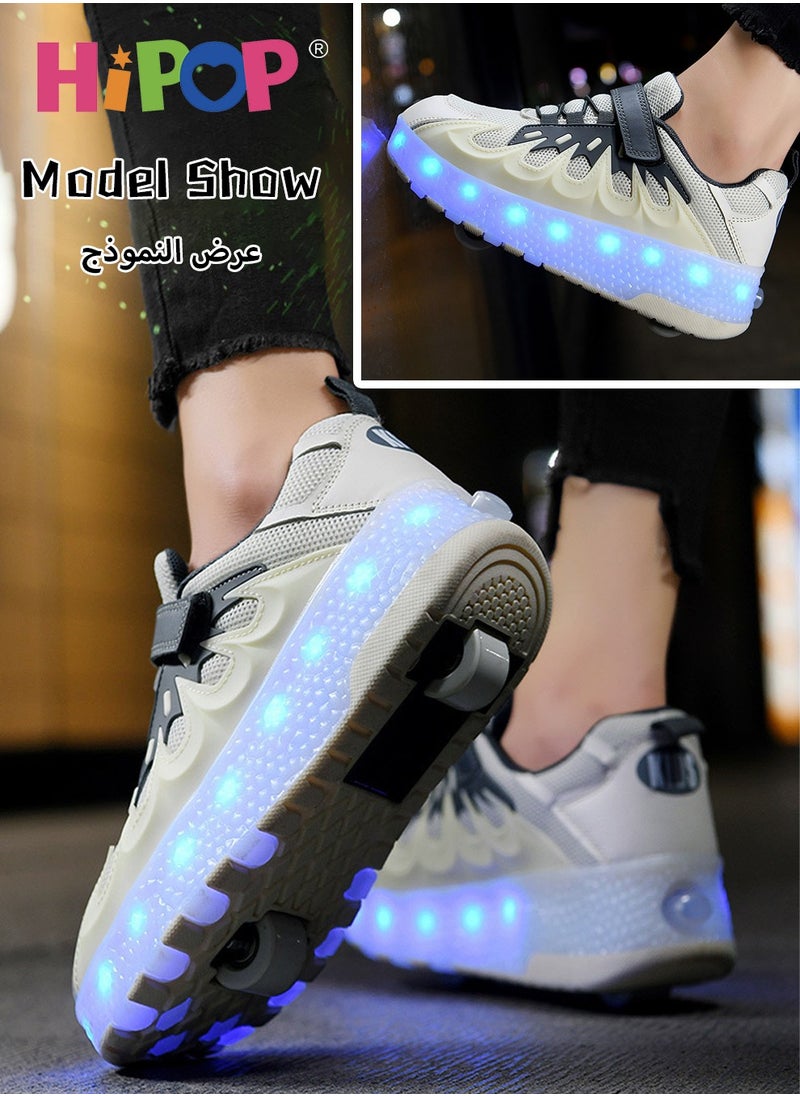 HIPOP Unisex Kids Roller Skates Shoes with USB Charging Lights,Fashional Girls Boys Roller Shoes,Retractable Double Wheels Skates  - Image 2