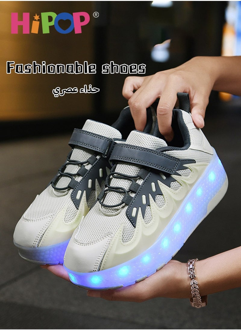 HIPOP Unisex Kids Roller Skates Shoes with USB Charging Lights,Fashional Girls Boys Roller Shoes,Retractable Double Wheels Skates  - Image 4