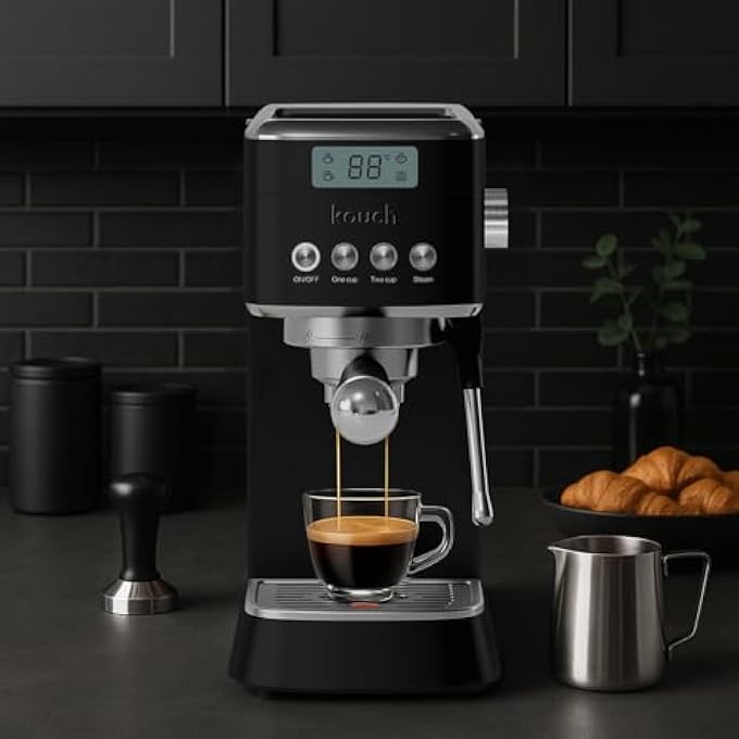 KOUCH Germany Espresso Machine  1350W 19 Bar Ulka Pump 12L Water Tank Professional Portafilter With Single  Double Shot Filters Stainless Steel Tamper  Milk Jug  Keb1983 - Image 3