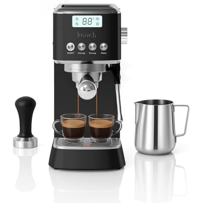 KOUCH Germany Espresso Machine  1350W 19 Bar Ulka Pump 12L Water Tank Professional Portafilter With Single  Double Shot Filters Stainless Steel Tamper  Milk Jug  Keb1983 - Image 1