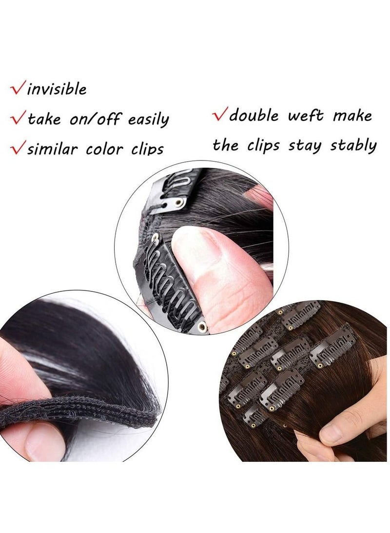 Estelle Clip in Remy Human Hair Extensions for Woman Body Wave 100g 7 Pieces 16 Clips Jet Black - Image 2