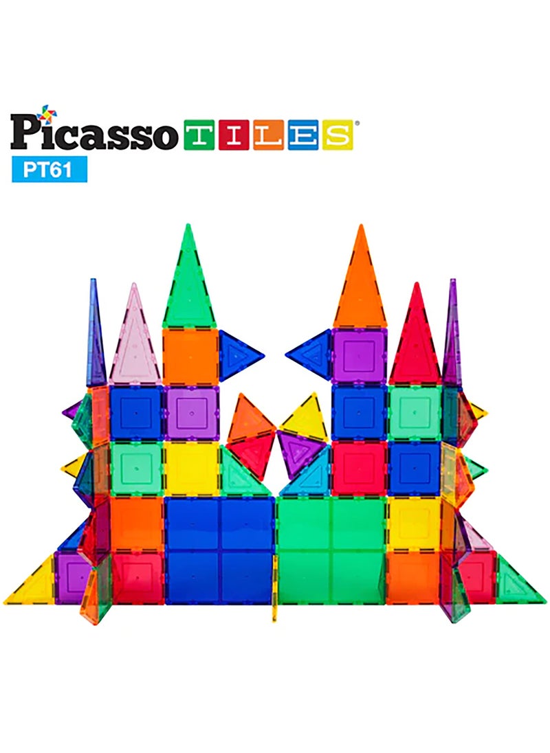 PicassoTiles - Picasso Magnetic 3D Blocks 61-Pieces | Magnetic Tiles | Building Blocks | Educational Toy Set | Construction Building Kit for Child Brain Development - Image 1