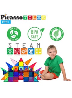 PicassoTiles Picasso Magnetic 3D Blocks 61-Pieces | Magnetic Tiles | Building Blocks | Educational Toy Set | Construction Building Kit for Child Brain Development  - Image 5