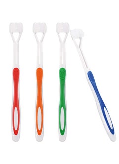 BOAO 4 Pieces Three Sided Toothbrush Autism Sensory Toothbrush Bristle Travel Toothbrush For Kids Complete Teeth Gum Care Pretty Good Angle Clean Each Tooth, Soft And Gentle (Green, Blue, Yellow, Red)  - Image 1