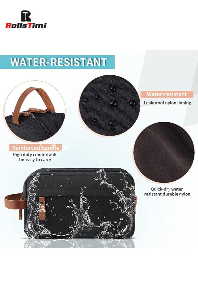 رولستيمي حقيبة أدوات الزينة للرجال ، حقيبة أدوات الزينة المحمولة للسفر ، مجموعة أدوات الزينة المعلقة ، حقيبة حلاقة مقاومة للماء بسعة كبيرة ، ملحقات بحجم السفر ، أسود - Image 2