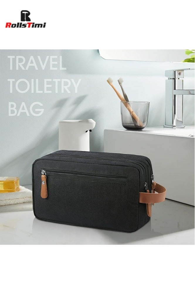 رولستيمي حقيبة أدوات الزينة للرجال ، حقيبة أدوات الزينة المحمولة للسفر ، مجموعة أدوات الزينة المعلقة ، حقيبة حلاقة مقاومة للماء بسعة كبيرة ، ملحقات بحجم السفر ، أسود - Image 3