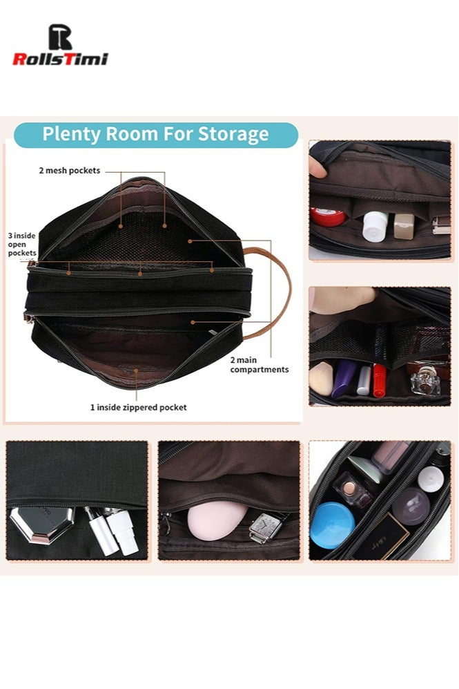 رولستيمي حقيبة أدوات الزينة للرجال ، حقيبة أدوات الزينة المحمولة للسفر ، مجموعة أدوات الزينة المعلقة ، حقيبة حلاقة مقاومة للماء بسعة كبيرة ، ملحقات بحجم السفر ، أسود - Image 5