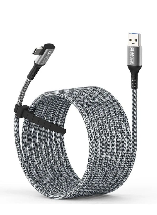 اي ام في ار كابل AMVR 5M Link لكلا من PICO 4 وOculus Quest 3 وQuest 2 وQuest Pro وNeo 3 وPSVR 2، كابل بيانات مع محول USB Type-C احتياطي، ملحقات الواقع الافتراضي. - Image 1