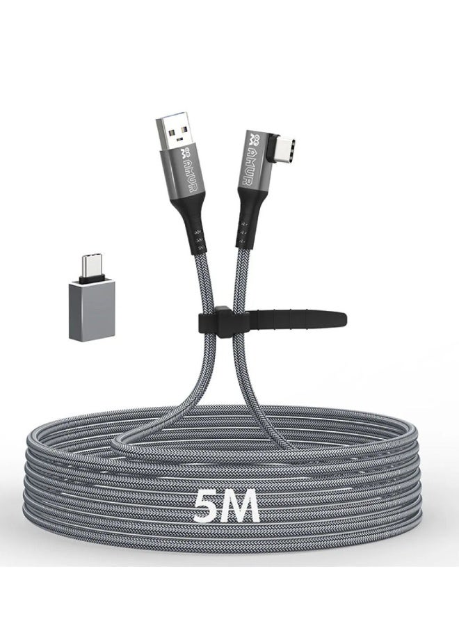 اي ام في ار كابل AMVR 5M Link لكلا من PICO 4 وOculus Quest 3 وQuest 2 وQuest Pro وNeo 3 وPSVR 2، كابل بيانات مع محول USB Type-C احتياطي، ملحقات الواقع الافتراضي. - Image 2