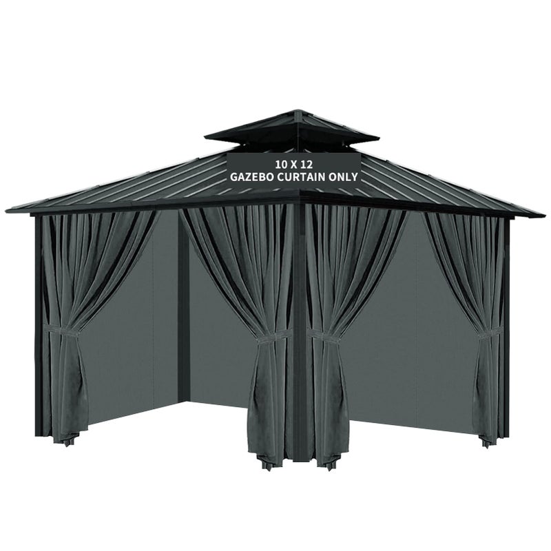 Tngan Gazebo Universal Replacement Privacy Curtain, 10'X12' Gazebo Outdoor Waterproof, 4-Panels Sidewall Curtains with Zipper for Patio, Garden and Backyard (Only Curtains, 10'x12', Grey) - Image 1