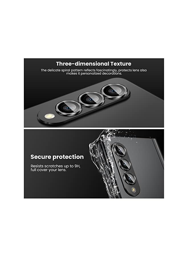 PROMASS [3+1PCS] for Galaxy Z Fold 4 Camera Lens Protector, 9H Tempered Glass Camera Cover Screen Protector Metal Individual Ring 【Case Friendly】【Installation Tray】【Removal tool】-Black - Image 5