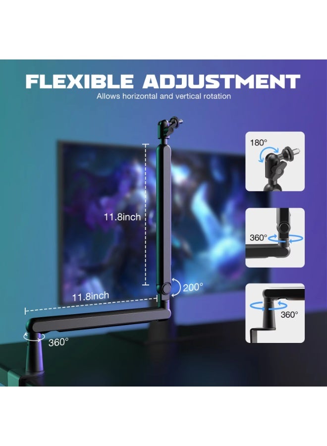 فيفين حامل ميكروفون FIFINE قابل للتعديل ومنخفض الارتفاع مع نظام إدارة الكابلات/حامل مكتبي، ذراع تعليق لميكروفون K688 Ampligame AM8-BM88 - Image 3