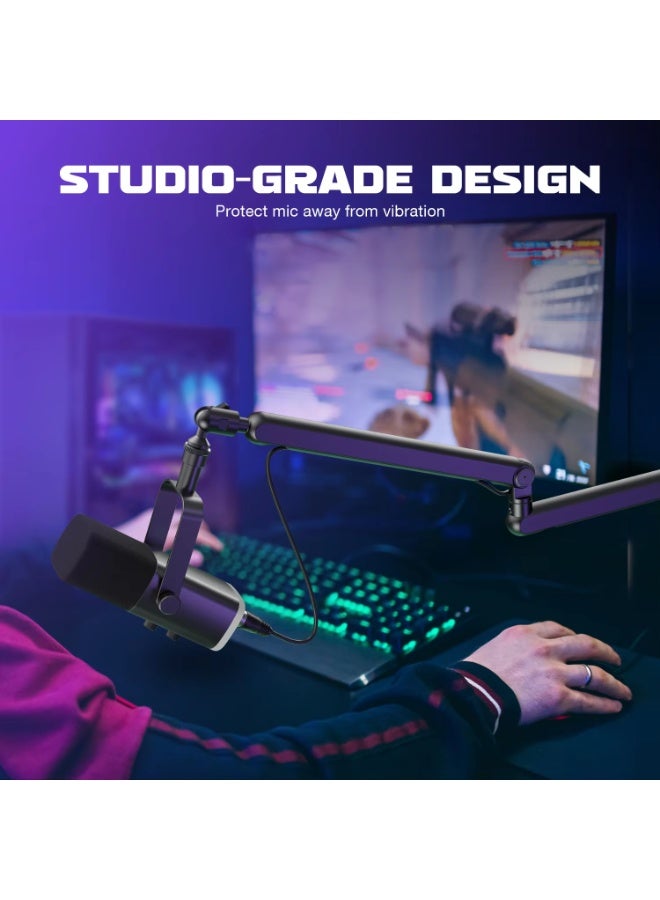 فيفين حامل ميكروفون FIFINE قابل للتعديل ومنخفض الارتفاع مع نظام إدارة الكابلات/حامل مكتبي، ذراع تعليق لميكروفون K688 Ampligame AM8-BM88 - Image 4