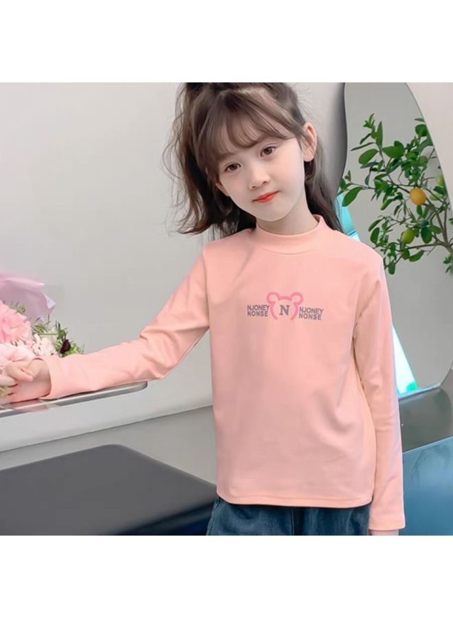 Children's Bottoming Shirt Autumn And Winter Kidsren's Clothing T-shirt Long-sleeved Girls Velvet Top Baby Inner Wear New Half Turtleneck