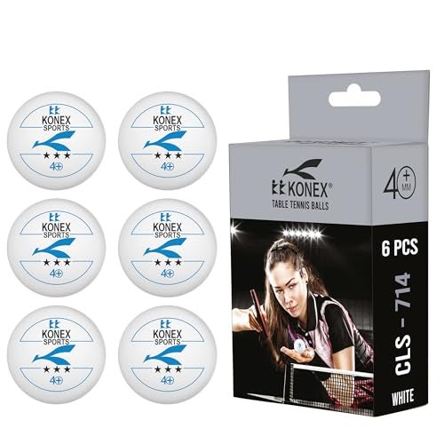 KONEX 40+ Plastic Table Tennis Balls Pack of 6 | High Performance 3-Star ABS TT Balls for Professional Matches and Training | Ideal for Adults & Kids (White) - Image 1