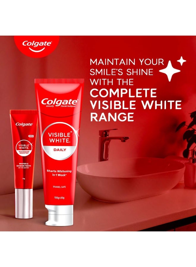 كولجيت جل معزز للتبييض فيزيبل وايت من كولجيت (13 جم)، علاج تبييض الأسنان يُترك على الأسنان باستخدام تقنية الأكسجين النشط، يبيض الأسنان في 14 يومًا، يزيل البقع ويفتح الأسنان، مبيض أسنان آمن على المينا - Image 3