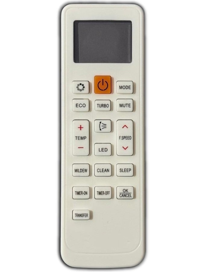 erorex Replacement Remote Control for Wall-Mounted Air Conditioner – White - Image 1