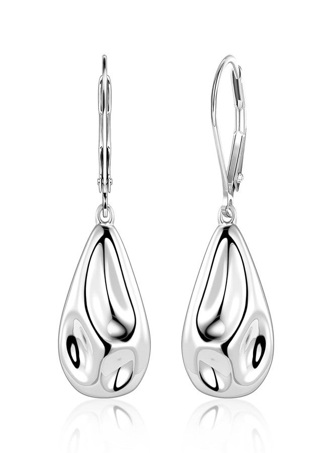 LANCHARMED 925 Sterling Silver Teardrop Dangle Earrings, Hypoallergenic 14k Gold Plated Hammered Waterdrop Earring for Women Trendy Statement Dangling Drop Leverback Earrings Gifts in Jewelry Box - Image 1