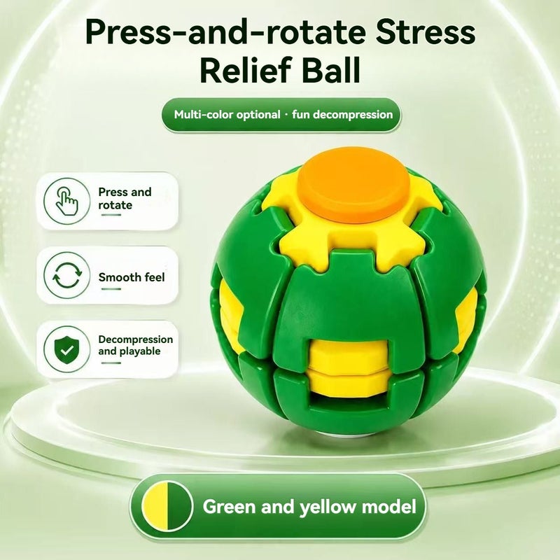 SENBOWE Press Rotate Deform Stress Relief Fidget Gyro Ball, 3D Auto Rotation Transformable Hand Spinner Toy, Portable Lightweight Anxiety Relief Decompression Artifact for Office Workers Students Home Travel, Multi-Color Stress Release Fidget Toy - Image 1