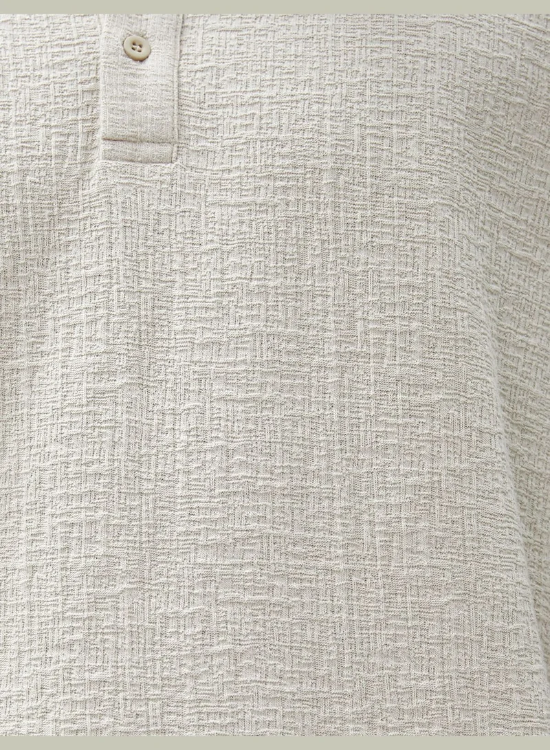 كوتون Polo Neck T-Shirt Tissued Buttoned Short Sleeve Cotton