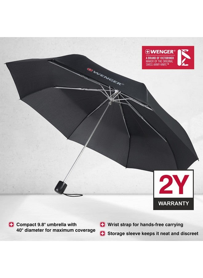 فيجنر مظلة سفر WENGER مع حزام معصم، باللون الأسود، مزيج من الأناقة والوظيفة، تصميم سويسري (611887) - Image 2