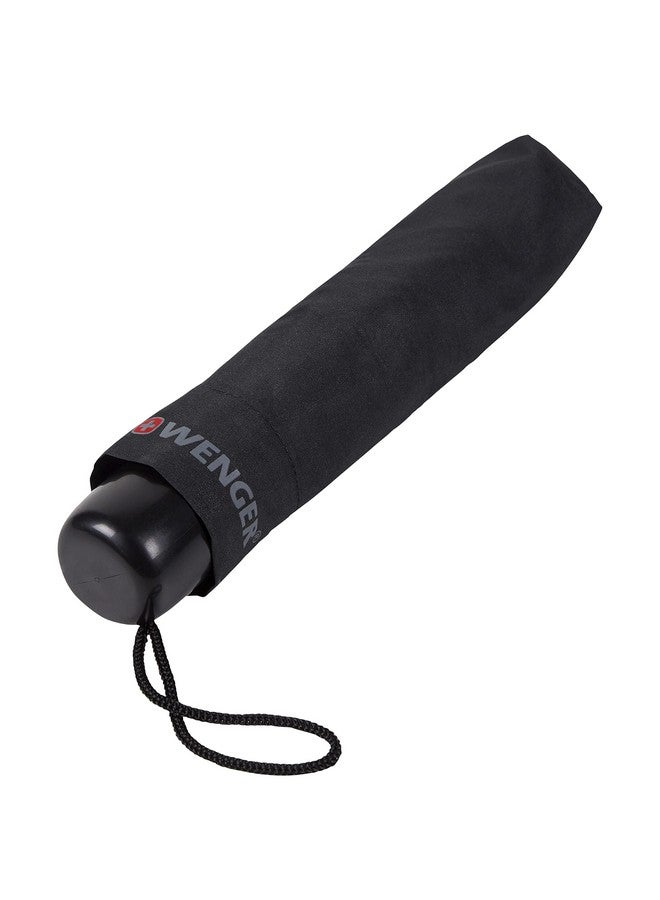 فيجنر مظلة سفر WENGER مع حزام معصم، باللون الأسود، مزيج من الأناقة والوظيفة، تصميم سويسري (611887) - Image 1