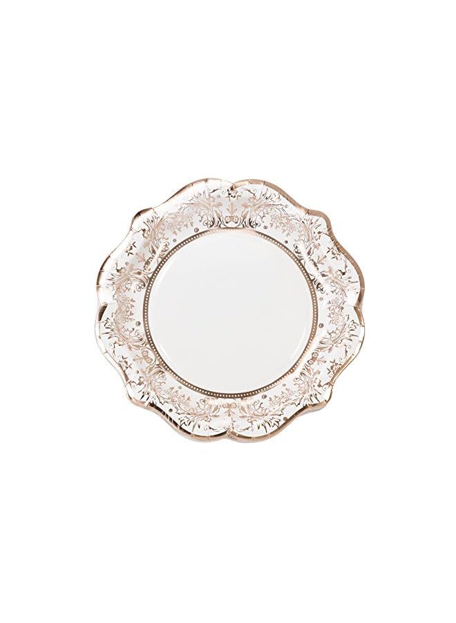 Raxoom Tables Party Porcelain Foil Paper Plates 12 Piece, 23 Cm Diameter, Rose Gold - Image 2