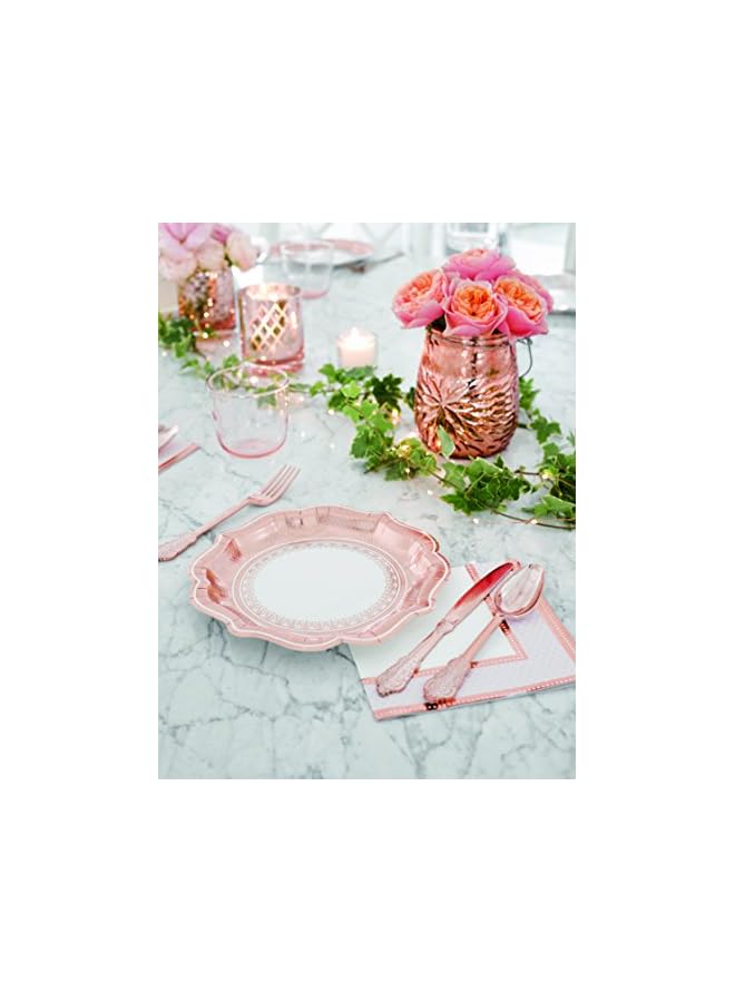 Raxoom Tables Party Porcelain Foil Paper Plates 12 Piece, 23 Cm Diameter, Rose Gold - Image 3