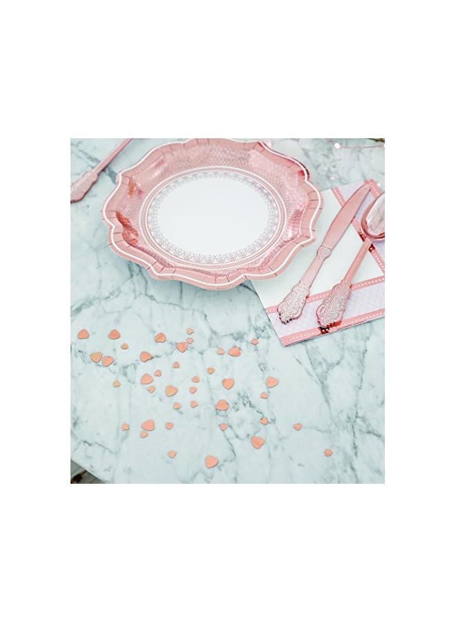 Raxoom Tables Party Porcelain Foil Paper Plates 12 Piece, 23 Cm Diameter, Rose Gold - Image 4