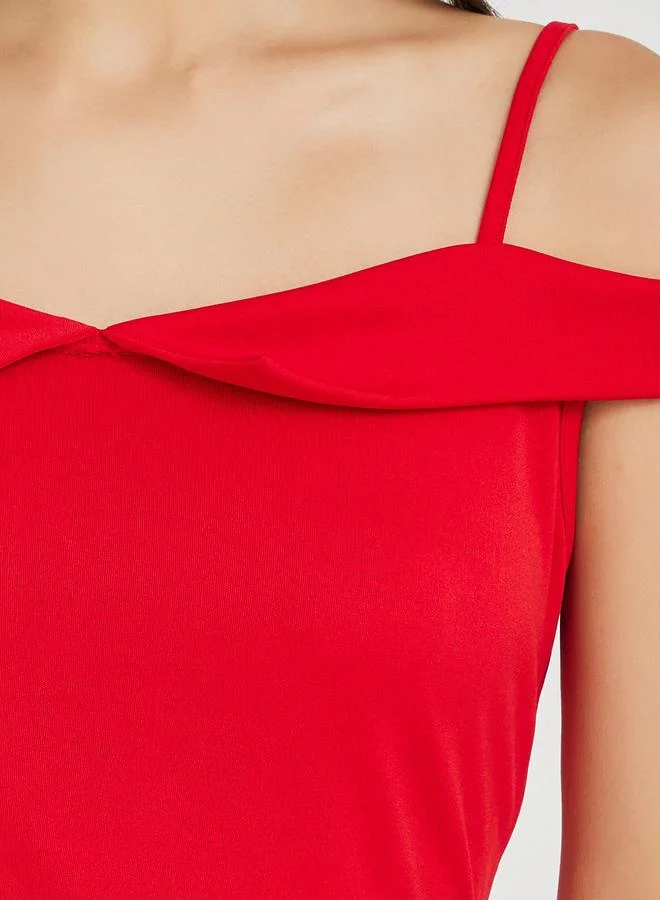 Take Two Take Two Solid Off Shoulder A-Line Maxi Dress