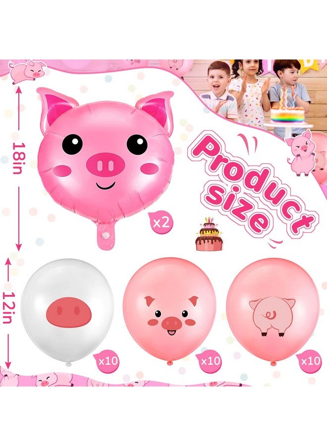 Zomiboo 36 Pc Pig Birthday Party Decorations - Pink Pig Farm Animal Banner, Latex & Foil Balloons for Baby Shower & Party Supplies - Image 3