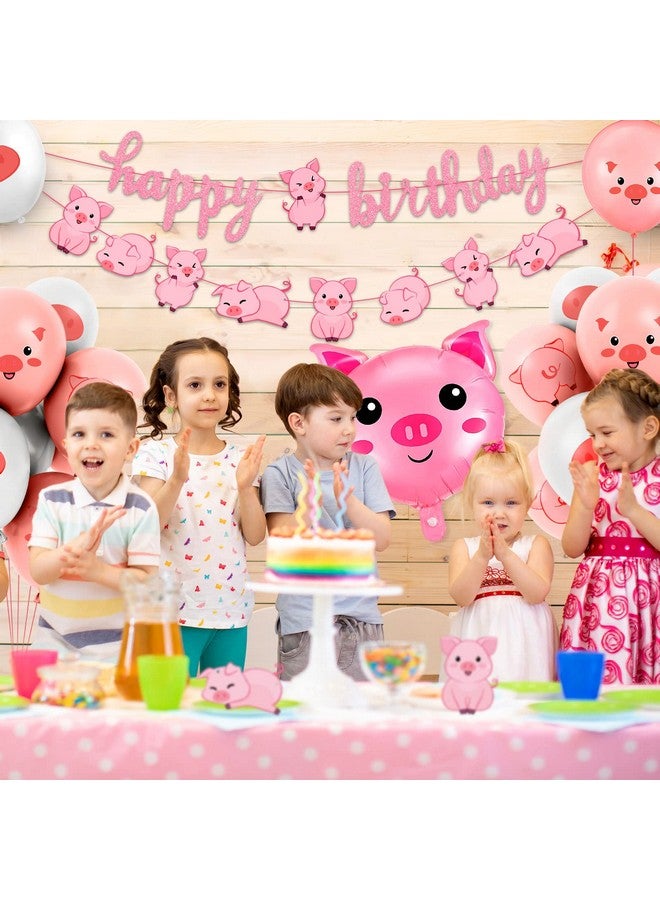 Zomiboo 36 Pc Pig Birthday Party Decorations - Pink Pig Farm Animal Banner, Latex & Foil Balloons for Baby Shower & Party Supplies - Image 4